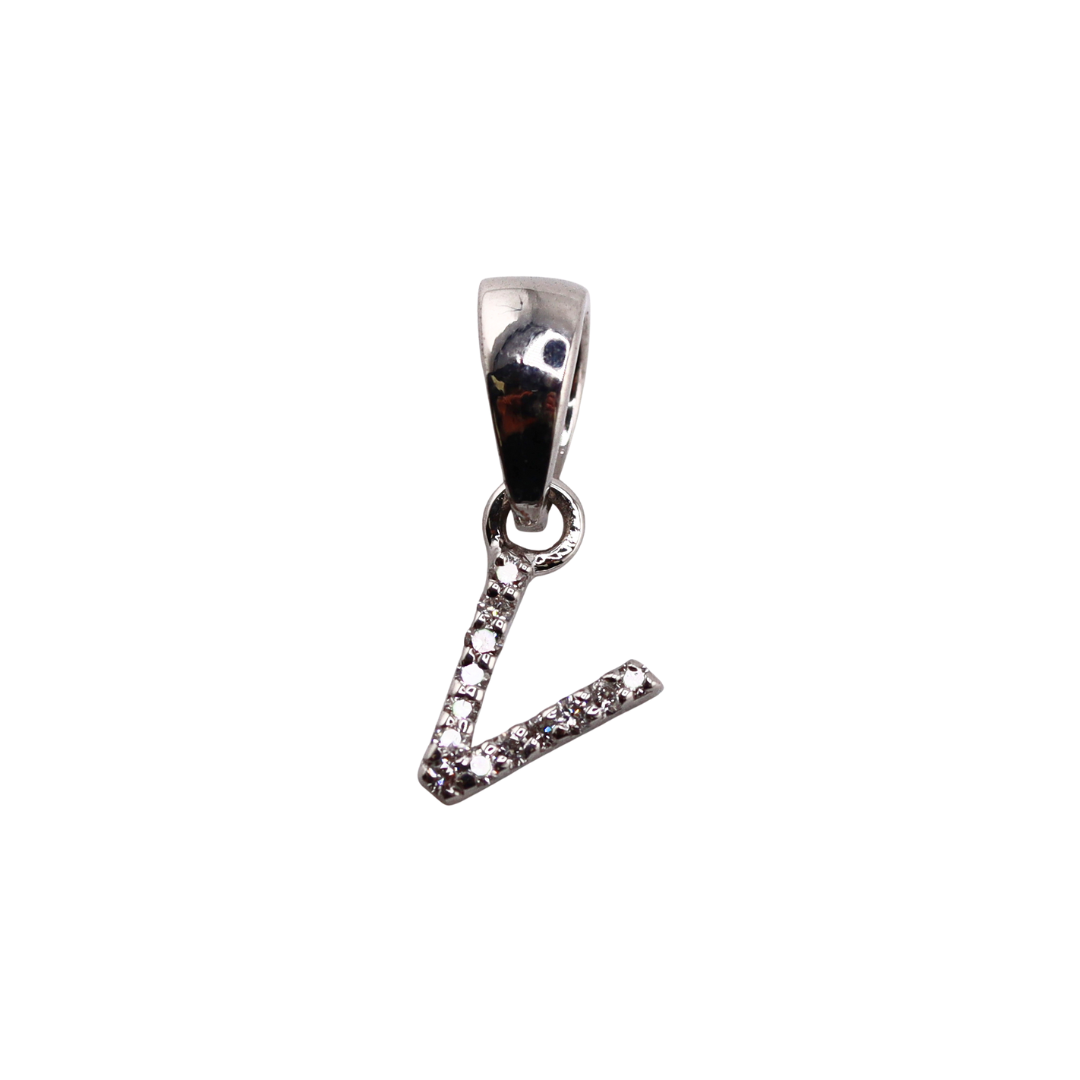 Sterling Silver Diamond (lab) Set ‘V’ Initial Pendant | C S BEDFORD – C ...